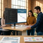 wordpress developer for hire collaborating on project proposal in modern office